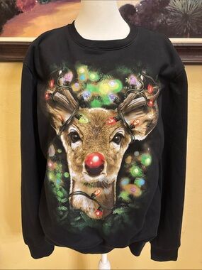 Light up holiday rudolf sweater. Lights up!